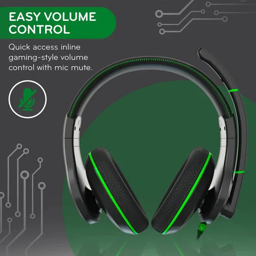 Vista 4 de ThinkWrite Technologies Victory 250XG auriculares de PC de primera calidad auriculares con cable para juegos con conector de 0138in verde