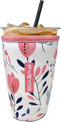 Vista 26 de Fundas de neopreno reutilizables aisladas para café helado, fundas para tazas de café helado, fundas para bebidas heladas y calientes