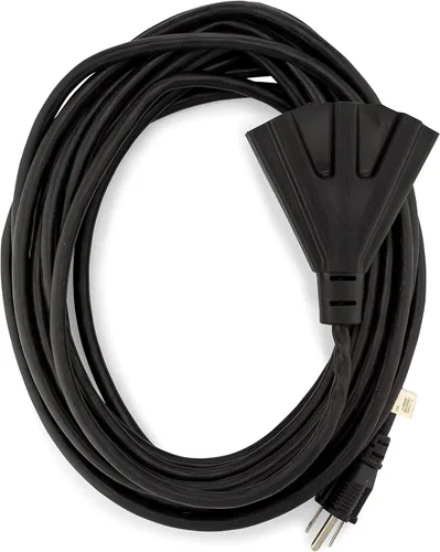 Vista 16 de Cable alargador de Holiday Lighting Outlet para interiores o exteriores de 16/3, 3 tomas de corriente, 3 clavijas, certificación UL Negro
