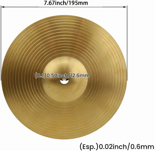 Vista 8 de Lovermusic Platillo de tambor de 8 pulgadas de diámetro dorado, aleación de latón, accesorios de percusión para kit de batería adecuado