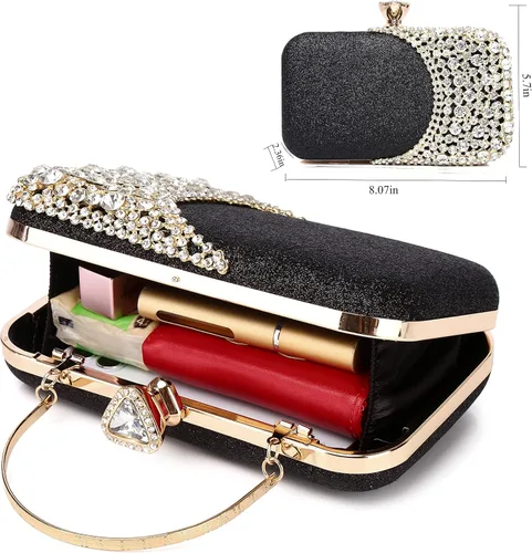Vista 6 de FIVE FLOWER Womens Crystal Evening Clutch Bag Wedding Purse Bridal Prom Handbag Party Bag