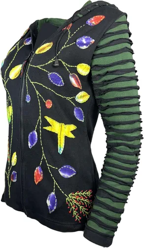 Vista 24 de Agan Traders Chaquetas bohemias con cremallera para mujer, con parches de teñido anudado, sudaderas ligeras con capucha para mujer 2025