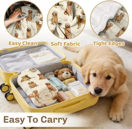 Vista 3 de Manta de Golden Retriever - Manta de franela suave y forro polar para perros para amantes de mascotas, mujeres, niños, niñas - 40" x 30