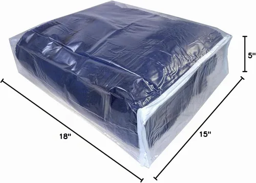 Vista 3 de Juego de 5 bolsas de almacenamiento de vinilo transparente con cremallera de 15 x 18 x 5 pulgadas