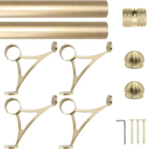 Vista 11 de Kit de riel de pie de montaje combinado, acabado dorado satinado, tubo de acero inoxidable de 2 pulgadas de diámetro exterior con conector interno