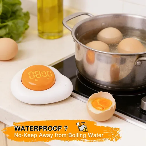 Vista 3 de QANYI Temporizador de huevos – Temporizador de cocina magnético con pantalla LED grande y botones preestablecidos (8 minutos de hervido suave), dial