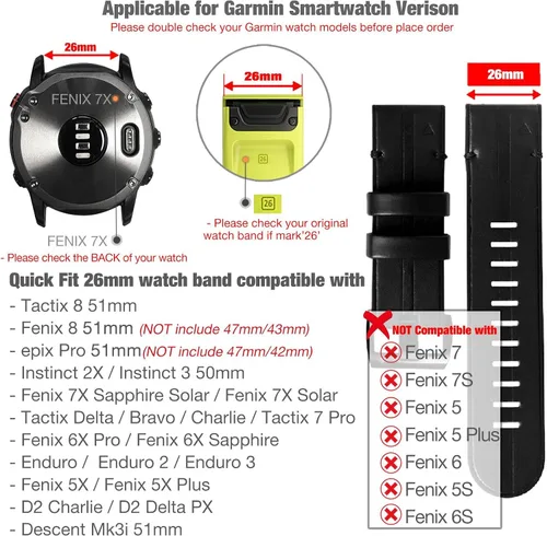 Vista 3 de Abanen Correa de reloj para Garmin epix Pro de 2.008 in, Fenix 8 de 2.008 in, Instinct 3 de 1.77 pulgadas, correa híbrida de silicona suave de Negro