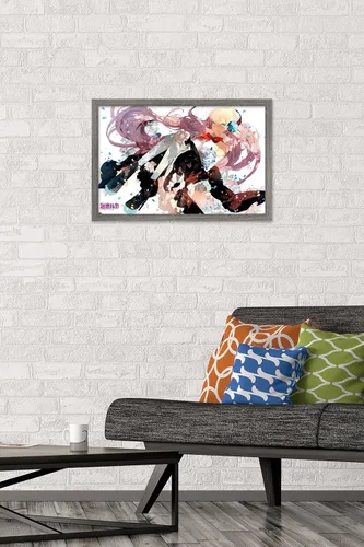 Vista 2 de Trends International Hatsune Miku - Póster de pared de Megurine Luka, 22.4 pulgadas de largo x 14.7 pulgadas, versión enmarcada en madera de granero