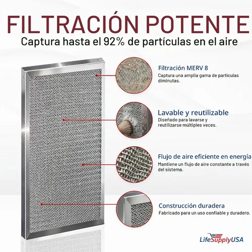 Vista 2 de 12x30x1 Filtro de aire electrostático, MERV 8, lavable, reutilizable para caldera/aire acondicionado/HVAC, ahorro de energía, fácil de limpiar
