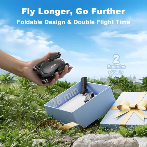 Vista 6 de Dron con flujo óptico AI y control de voz/gestos AI, cámara FPV FHD de 1080P para niños principiantes y adultos, motor sin escobillas plegable RC
