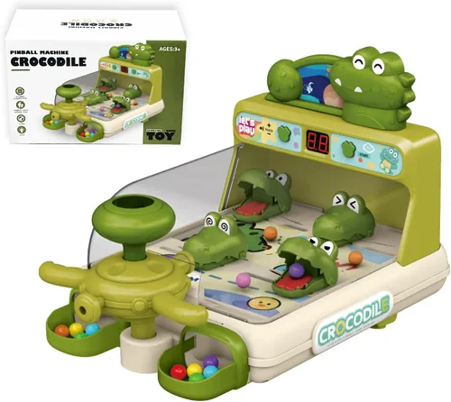 Vista 7 de Juego de Pinball de Dinosaurio y Cocodrilo, Juego de Mesa Interactivo Electrónico para Niños, Juegos de Mesa para Niños Pequeños de 3 a 5 Años