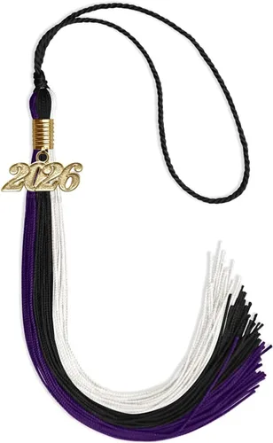 Vista 173 de Endea - Borla de graduación de triple color con gota de fecha dorada (negro/dorado/granate, 2020)