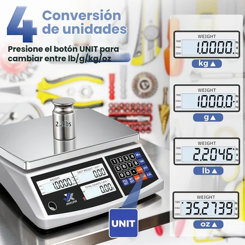 Vista 2 de Balanza de conteo de precio industrial, balanza de banco digital de 22lb/10kg x 0.1g para inventario de piezas pequeñas, balanza de monedas
