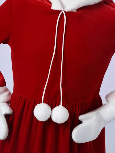 Vista 7 de Shinsto Vestido de Navidad con capucha para niños y niñas, vestido tipo túnica de terciopelo