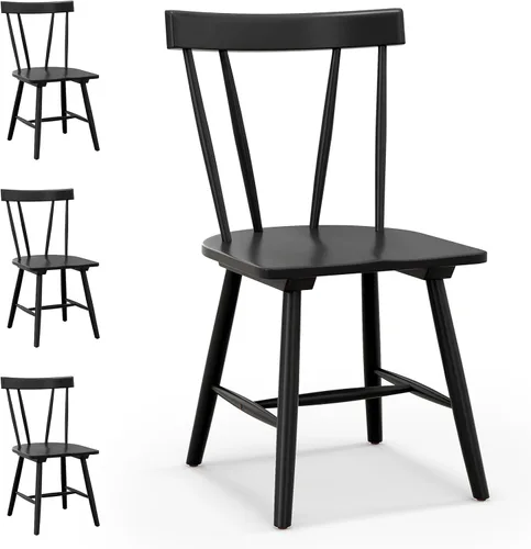 Vista 10 de GOFLAME Windsor - Juego de 2 sillas de comedor con respaldo ergonómico de husillo, sillas de asiento de madera de goma maciza, sillas laterales