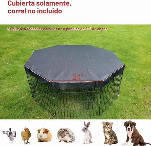 Vista 2 de Cubierta para Corralito de Perros a Prueba de Sol/Lluvia, Proporciona Sombra y Seguridad para Interior y Exterior, Cubierta de Corralito para Perros