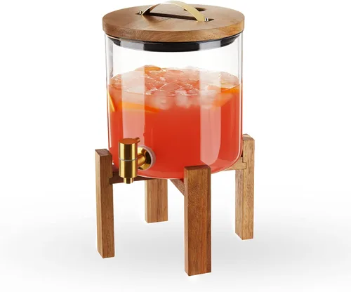 Vista 7 de Twine Dispensador doble de bebidas al aire libre, dispensador de espita de bebidas, dispensador de cóctel para fiestas con soporte de bebida