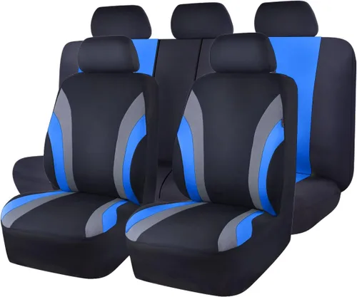 Vista 7 de CAR PASS Line Rider Sporty Cloth 11PCS Asiento de coche cubierta de ajuste universal -100% transpirable con 5 mm de esponja compuesta