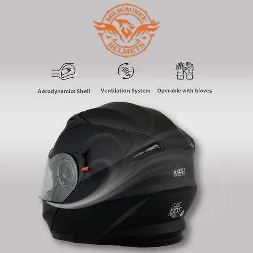 Vista 6 de Milwaukee Helmets Avanzados cascos modulares de motocicleta de cara completa para motorista con visera desplegable - XS