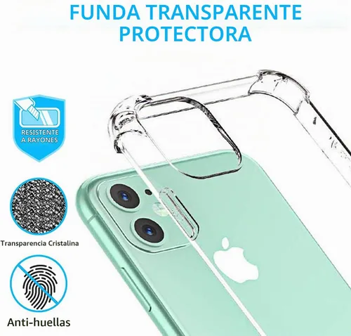 Vista 5 de Funda transparente para iPhone 11 con protector de pantalla Paquete 2 en 1 Doble protección – Incluye 2 protectores de vidrio templado de dureza
