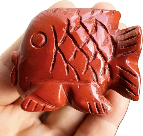 Vista 8 de Fekuar Figura de pez aventurina azul tallada a mano, con cristal curativo y estatua de bolsillo para decoración del hogar, escultura Fengshui de 2.0