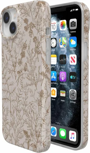 Vista 3 de Carcasa Casely para iPhone 13 Jardín Beige Flores Neutrales Compatible con MagSafe Diseño Clásico Ultra Delgado