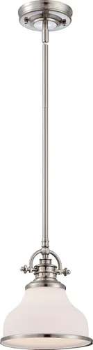 Vista 10 de Quoizel Grant Mini Lámpara Colgante, 8 Pulgadas 1-Luz Bronce Paladiano Cristal Ópalo Grabado Lámpara Colgante, Lámpara de Techo Colgante para Isla