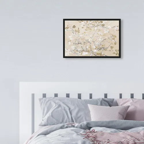 Vista 3 de Oliver Gal Van Gogh en lienzo inspirado en flores doradas, arte de pared para sala de estar, dormitorio y baño, 15 x 10 pulgadas, marco flotante