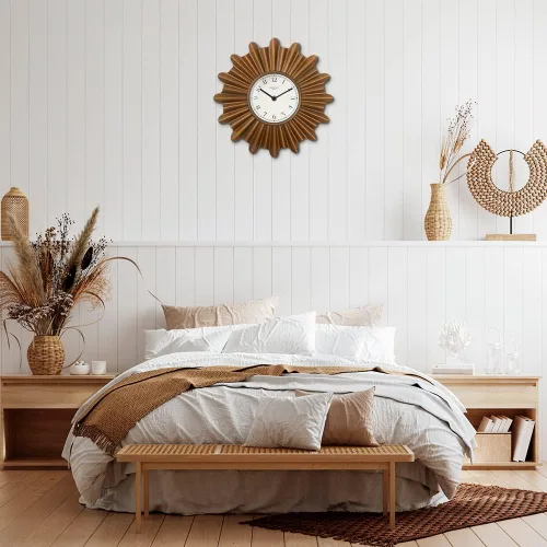 Vista 5 de Starburst Reloj de pared, silencioso, sin ticks, reloj de metal, estilo moderno (cobre antiguo, 12 pulgadas) Silent Non Ticking, Domed Glass Lens