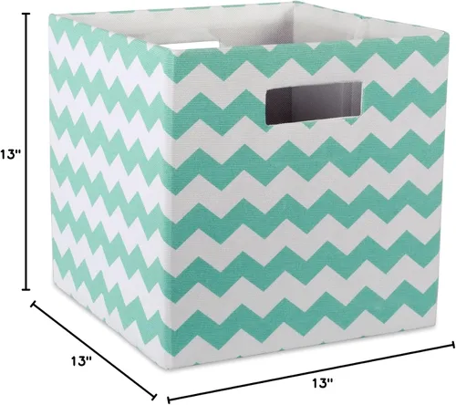 Vista 10 de DII Cubo de almacenamiento plegable de poliéster, Chevron, aguamarina, grande