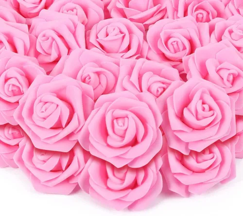 Vista 28 de Cabezas de rosas artificiales, 100 rosas falsas negras, cabezas de rosas artificiales de espuma para ramos de boda, centros de mesa, arreglos