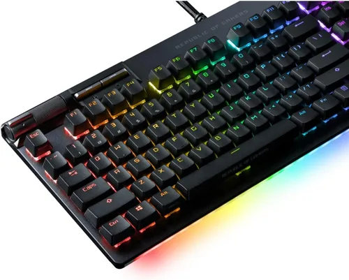 Vista 5 de ASUS ROG Strix Flare II Animate 100% RGB - Teclado para juegos - Intercambiable en caliente, interruptores táctiles ROG NX marrón, pantalla LED