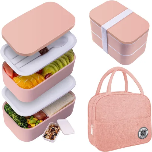 Vista 7 de Bento Box - Lonchera para adultos a prueba de fugas, 54 onzas, color negro