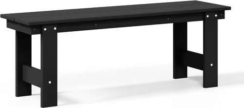Vista 4 de WestinTrends Ashore Outdoor HDPE - Banco de patio con espalda descubierta de 48 pulgadas, color negro