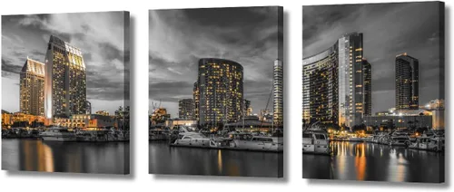 Vista 67 de TUMOVO Arte de pared en blanco y negro con paisaje urbano de Nueva York, decoración de pared de horizonte de Nueva York para sala de estar, puente