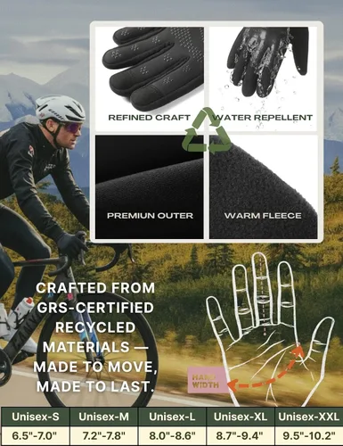 Vista 6 de Guantes de invierno para mujeres y hombres, para clima frío, pantalla táctil, guantes de 3 capas para correr, ciclismo, senderismo, conducción