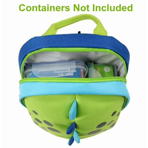 Vista 5 de Yodo, Bolsa para almuerzo aislada y mochila preescolar infantil, con correa de arnés de seguridad para niños o niñas, Dinosaur