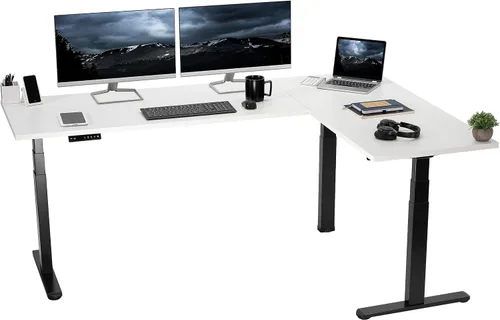 Vista 21 de VIVO DESK-KIT-3E8BO - Escritorio eléctrico de altura ajustable de 83 x 60 pulgadas para trabajar de pie, con 2 cubiertas sólidas de bambú, marco