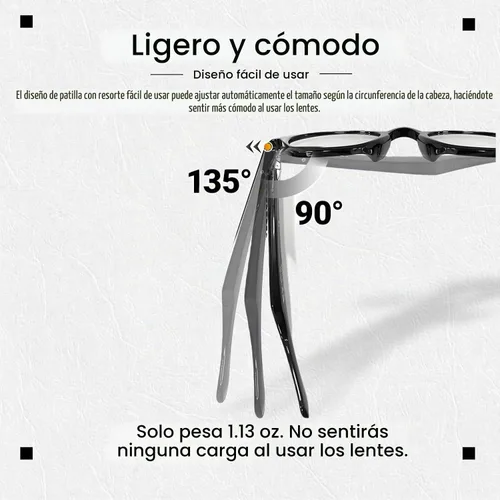 Vista 8 de Gafas Inteligentes Bluetooth, Gafas de Sol con Protección UV y Luz Azul, Traducción AI en Tiempo Real con 140 Idiomas, Control Táctil, Música y Negro