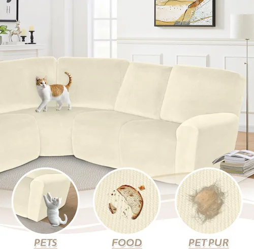 Vista 698 de Arfntevss Fundas de sofá seccional reclinable de terciopelo, Funda de sofá seccional de esquina para sofá reclinable, Funda elástica suave