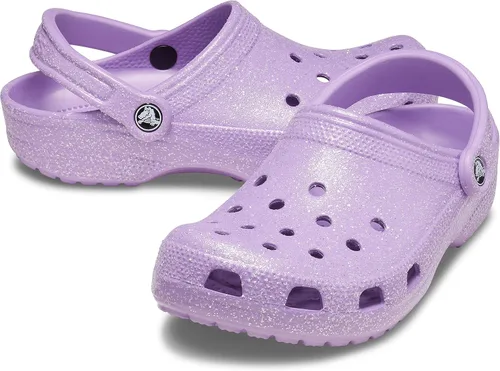 Vista 7 de Crocs Zuecos clásicos brillantes unisex para adultos, zapatos metálicos y con purpurina, Metálico