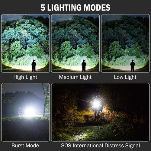 Vista 6 de Lylting Linternas Recargables Altos Lúmenes, 4 Pack 99,000 Lúmenes Linternas LED con Batería de 5000mAh, Linternas Multifuncionales Impermeables