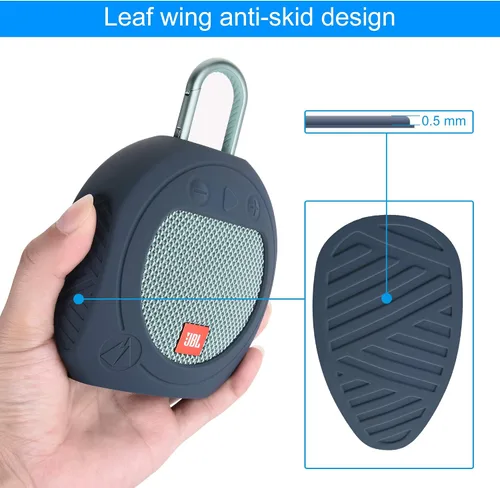 Vista 4 de Funda protectora de silicona para JBL Clip 3 Altavoz portátil impermeable (azul)
