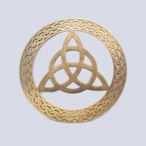 Vista 2 de Exclusively Irish Trinity Knot - Colgante de pared de forma redonda (latón antiguo)