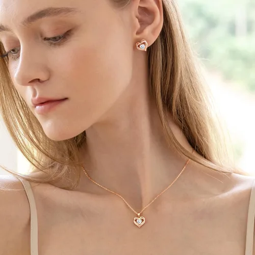 Vista 4 de CDE Collares de corazón para mujer, plata esterlina 925, dije de piedra natal, aniversario, cumpleaños, Navidad, día de San Valentín, joyería