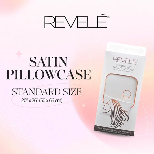 Vista 2 de Revele - Funda de almohada de satén para cabello y piel, incluye una funda de almohada de tamaño estándar con cierre de sobre, color blanco