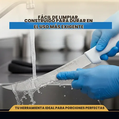 Vista 8 de Dexter -Russell - Cuchillo de rotura de 8 pulgadas Hoja de acero de alto carbono Mango de polipropileno blanco Serie Sani-Safe de grado