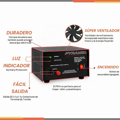 Vista 3 de Pyramid Fuente de alimentación de banco compacto universal, 12 amperios regulado lineal de laboratorio doméstico convertidor de CA a CC de 12 V