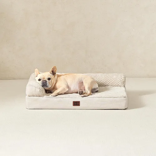 Vista 9 de EHEYCIGA - Cama ortopédica para perros de tamaño mediano, cama de espuma viscoelástica para perros, color beige Small Dog Sofa with Washable