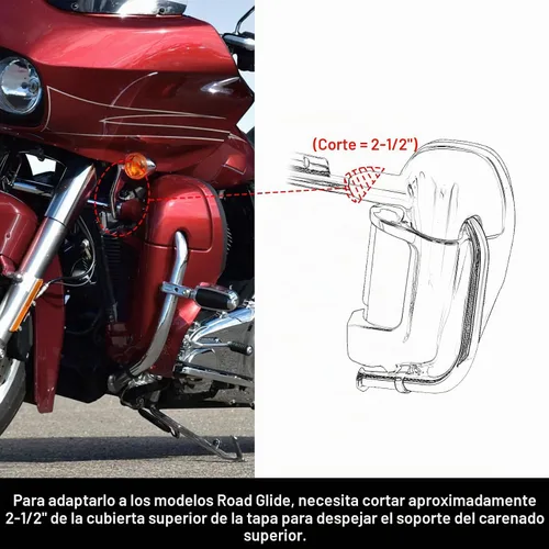 Vista 6 de Kit inferior de carenado ventilado cromado para Harley Touring 1983-2013